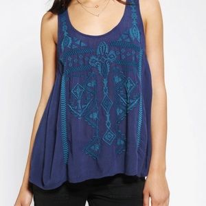 Ecote Urban Outfitters Navy Blue Embroidered Shirt